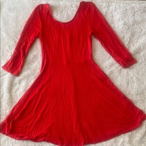 Vibrant Red Long Sleeve Dress